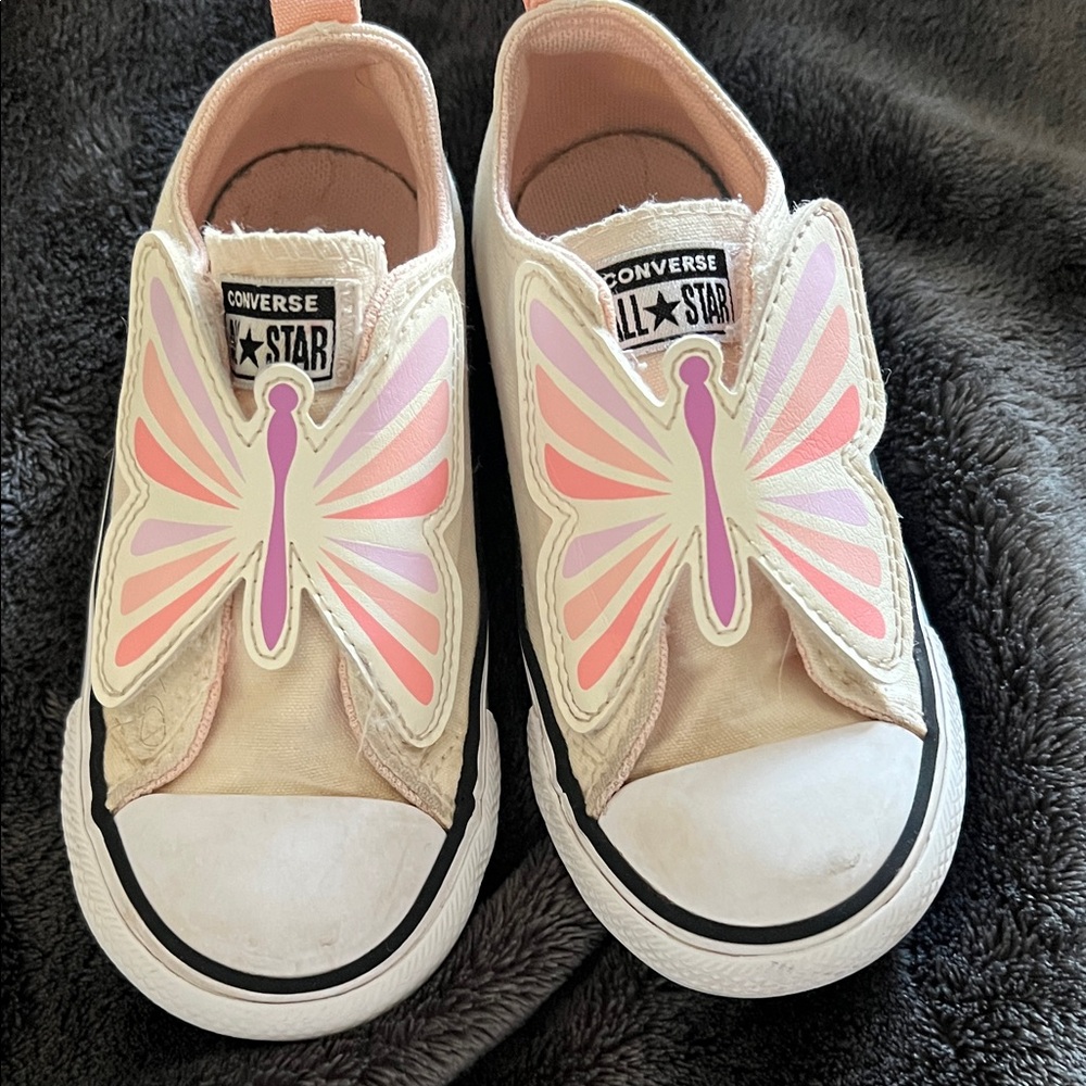 Converse Kids Sneakers with Butterfly Design - Pink and White